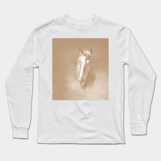 Horse emerging from the mist in iced coffee beige Long Sleeve T-Shirt